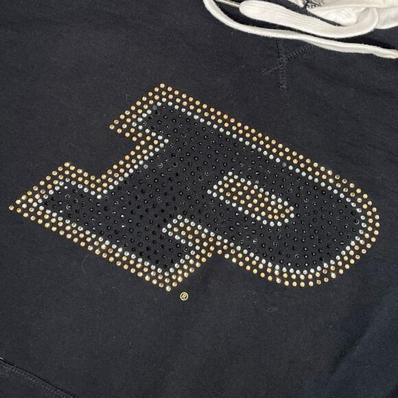 Purdue Boilermakers Women Pullover Hooded Sweatshirt Sz L Rhinestone Large Logo - Picture 2 of 8